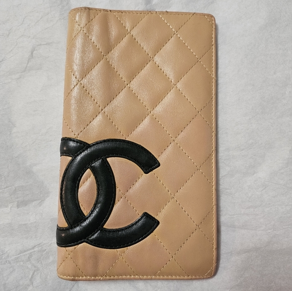 CHANEL Handbags - Chanel Cream and Black Cambon Bifold Wallet
